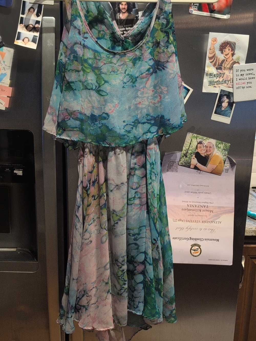 Vintage ORIGINAL Modcloth Blue Floral Layered Chiffon Dress